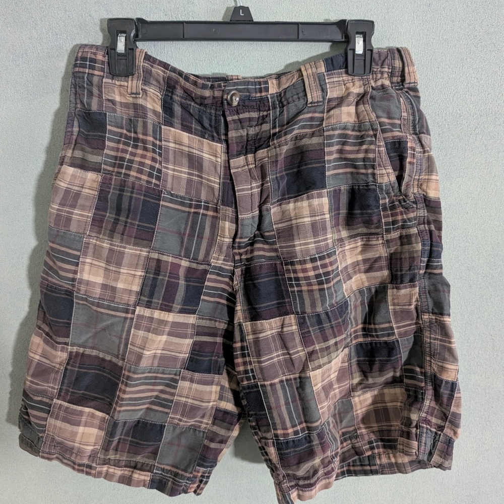 Arrow Men's Plaid Cargo Shorts - Black, Gray, Tan